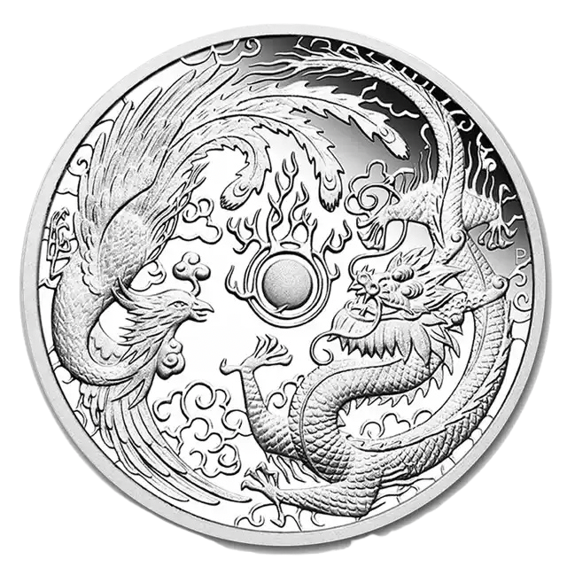 2017 Perth Mint Dragon & Phoenix 1 oz Silver Coin Pre-Owned