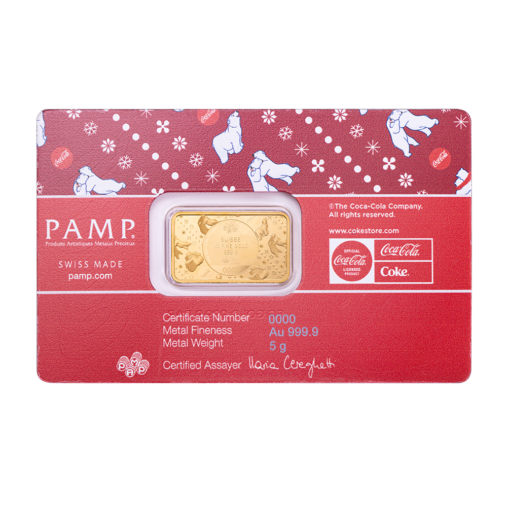 Pamp Coca Cola Holiday Polar Bears 5g Gold Bar