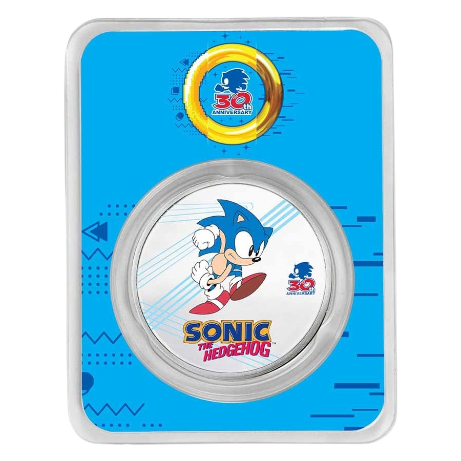 2021 Niue Sonic the Hedgehog 30th Anniversary – Sonic Colorized 1 oz Silver Coin in TEP