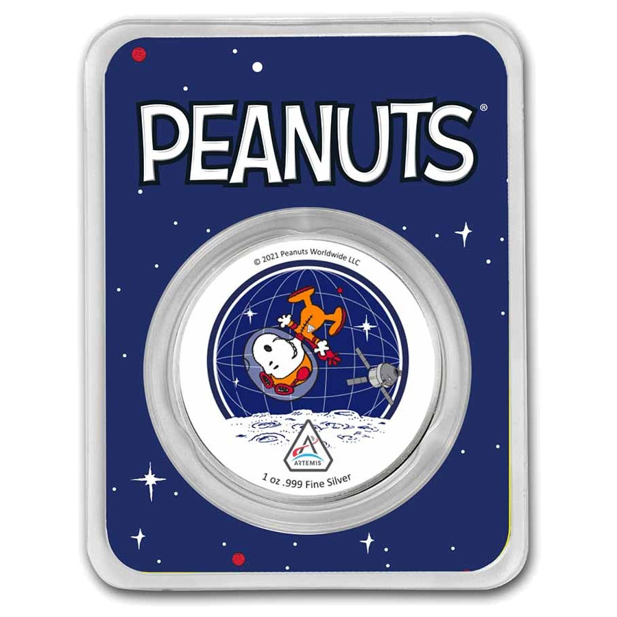 Peanuts® Snoopy in Space – Artemis Missions 1 oz Colorized Silver Round in TEP