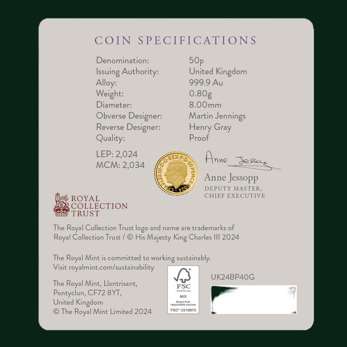 Buckingham Palace 2024 UK 1/40oz Gold Proof Coin