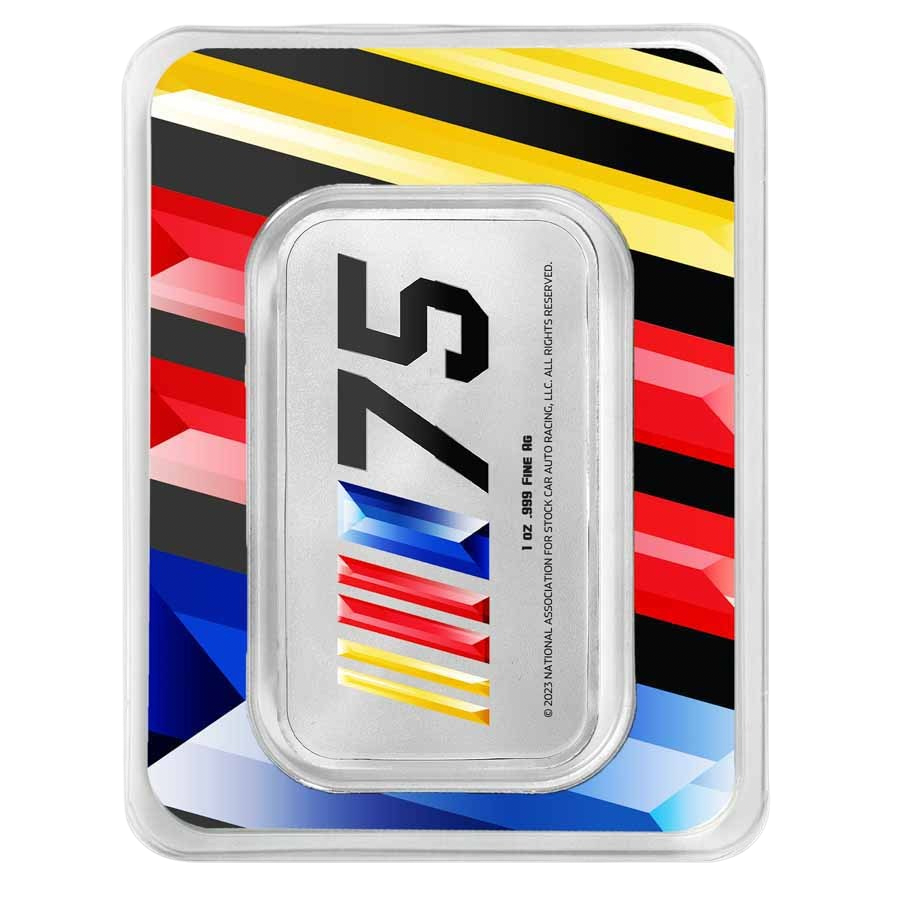NASCAR Double Sided Colorized 1 oz Silver Bar in TEP – product view
