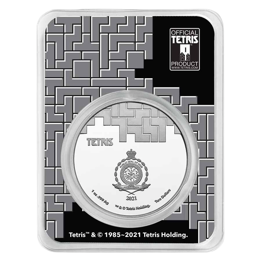 2021 Niue Tetris™ Cathedral Colorized 1 oz Silver Coin in TEP