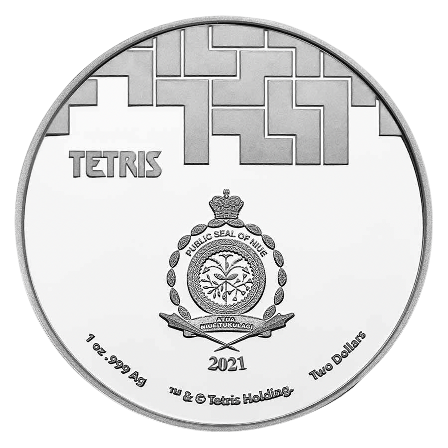 2021 Niue Tetris™ Cathedral Colorized 1 oz Silver Coin in TEP