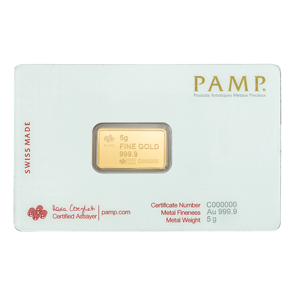 Pamp 5g Gold Bar America the Free Bald Eagle