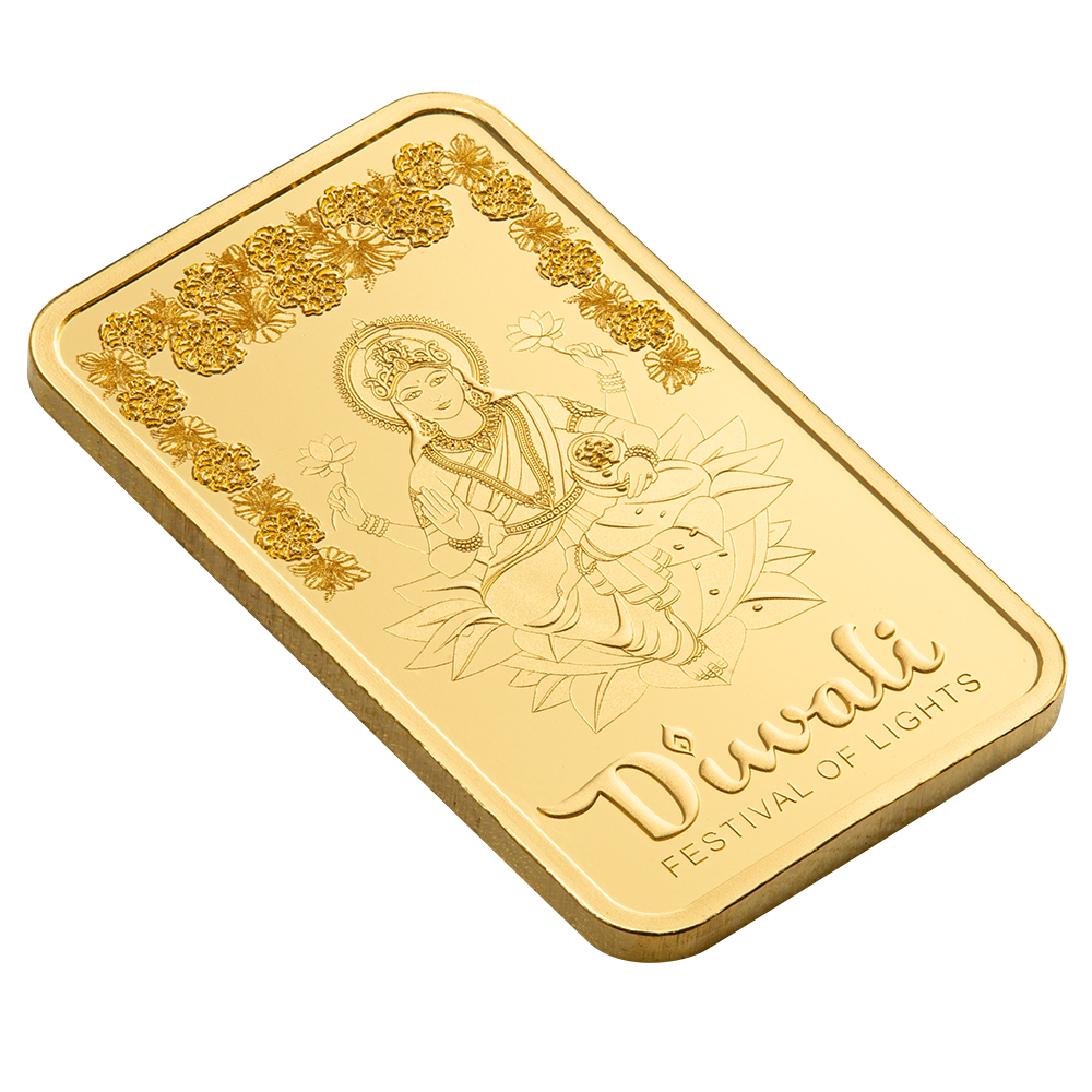 5g Pure Gold Bar - Diwali Lakshmi & Rangoli art