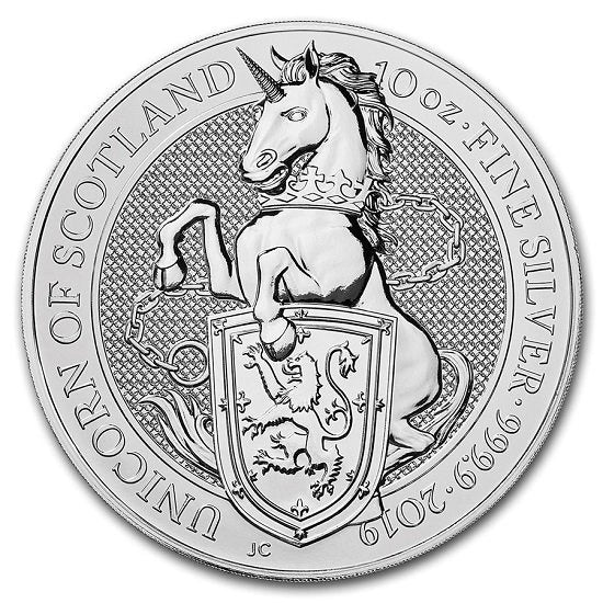 Silver 10oz Unicorn of Scotland Coin in Capsule