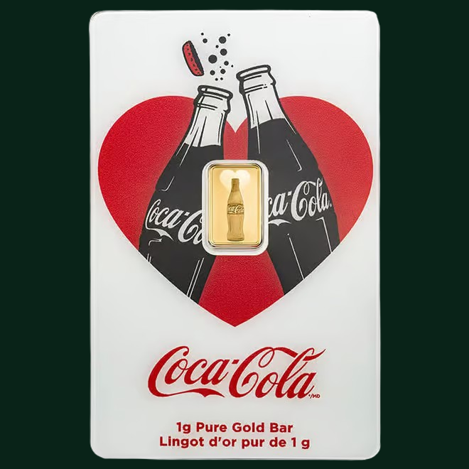 Pamp Valentines Coca Cola 1g Gold Bar
