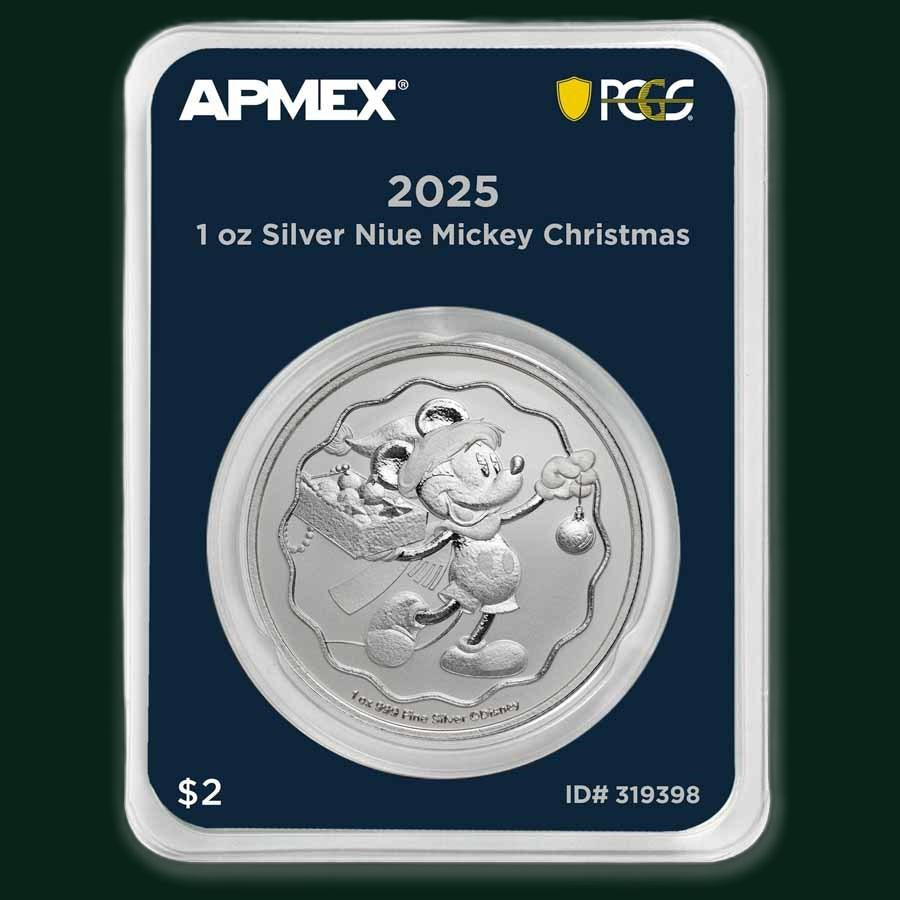 2025 Niue 1 oz Silver $2 Mickey Christmas