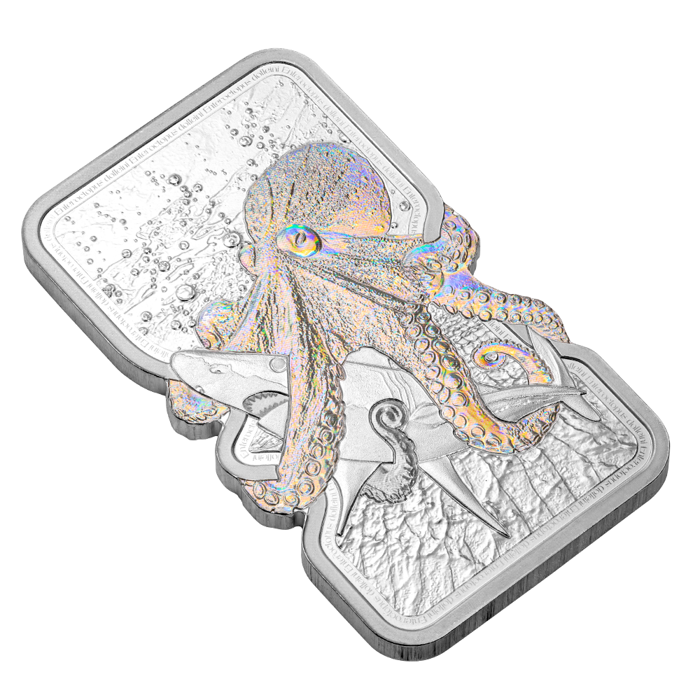 Pamp Nature’s Grip 1oz Silver Legal Tender Bar - Giant Pacific Octopus
