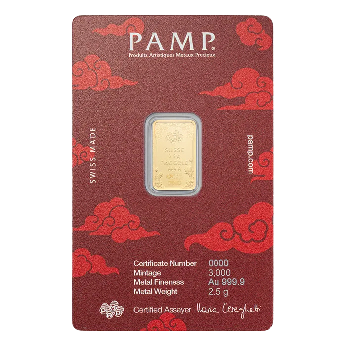 PAMP Suisse Good Luck Yellow Dragon 2.5g Gold Bar