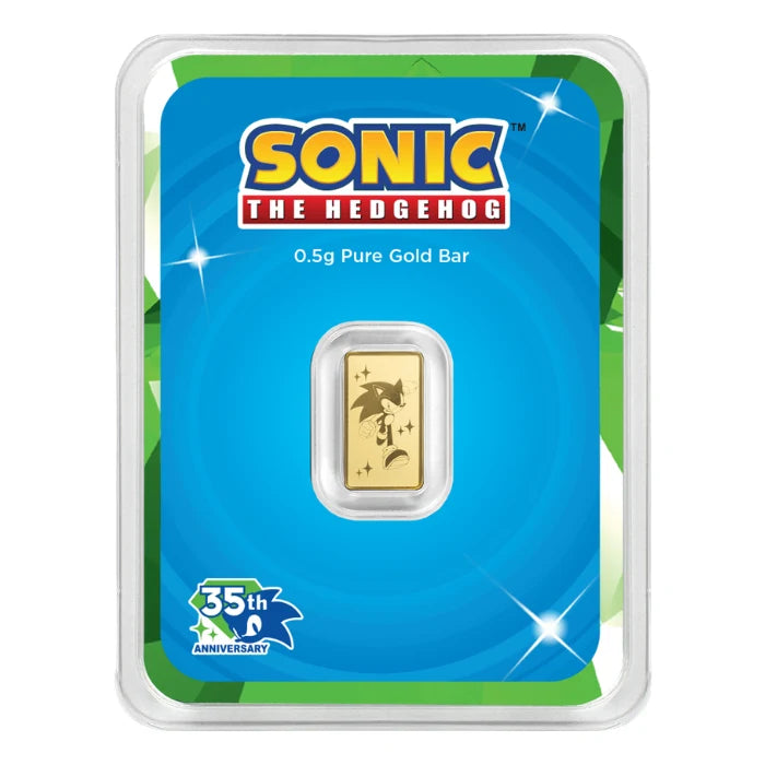 Sonic the Hedgehog 0.5 Gram 35th Anniversary .9999 Gold Minted Bar