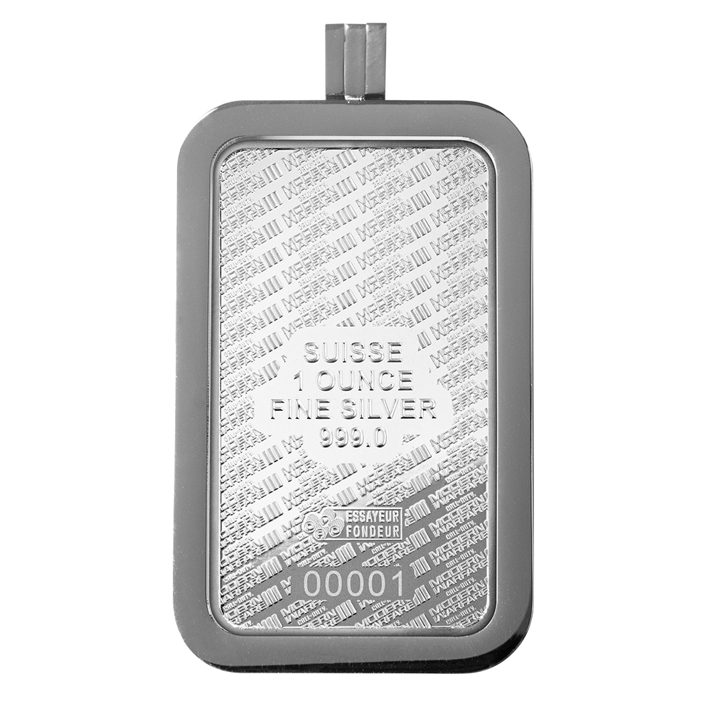 Pamp Call of Duty®: Modern Warfare® III 1oz silver bar with pendant frame & bonus in-game weapon charm