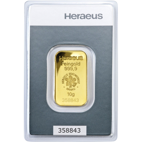 10g Heraeus Gold Bar – product view