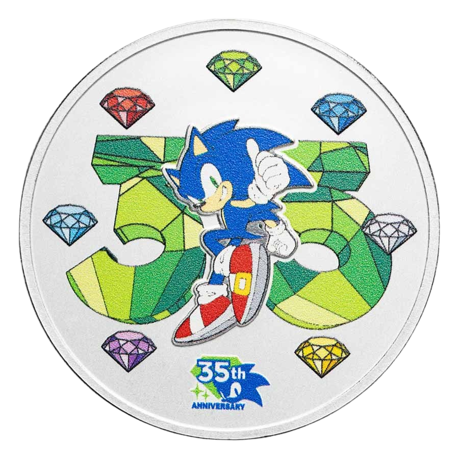 Sonic the Hedgehog 35th Anniversary 1 oz Silver Round in TEP – additional view