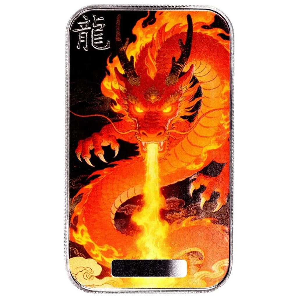 Scottsdale Mint 2026 Dragon Lièyàn Blazing Fire 1oz Silver Bar