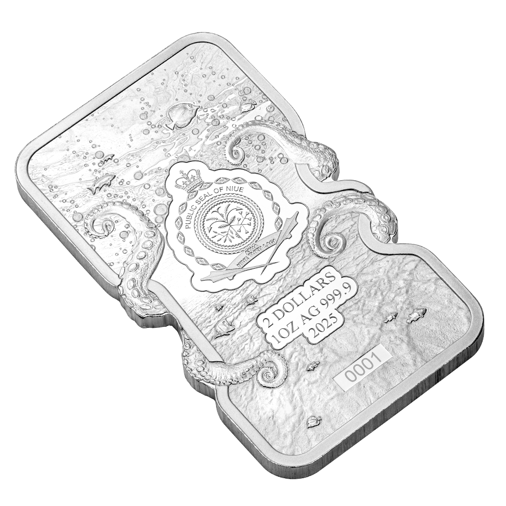 Pamp Nature’s Grip 1oz Silver Legal Tender Bar - Giant Pacific Octopus