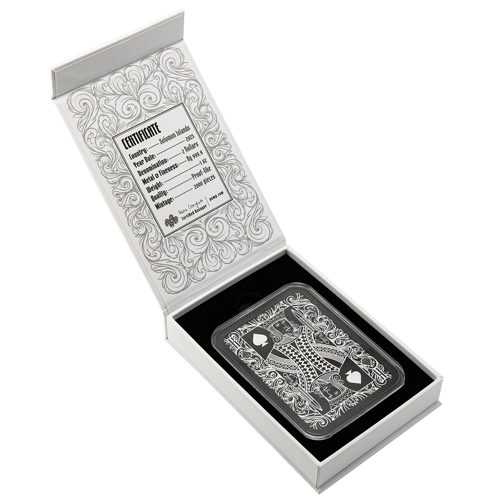 Pamp 1oz Pure Silver Shaped Coin - Royal Flush King of Spades