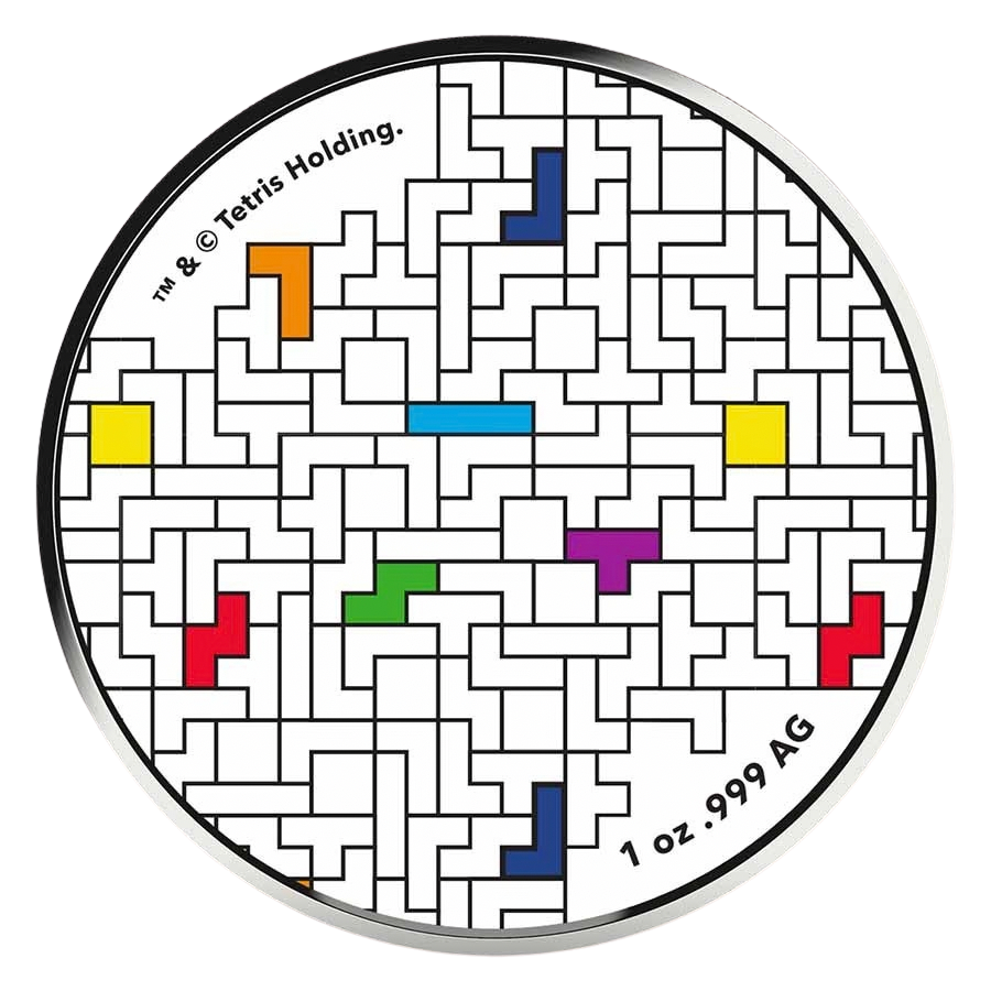 Tetris™ 1 oz Silver 40th Anniversary Colorized Round in TEP