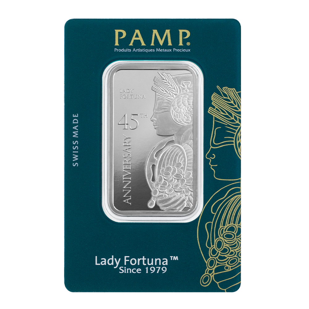 Pamp Lady Fortuna™ 45th Anniversary 1oz Silver Bar