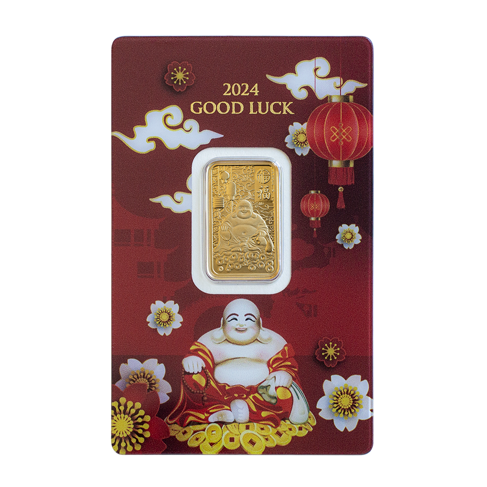 Pamp Laughing Buddha Good Luck 5g Pure Gold Bar
