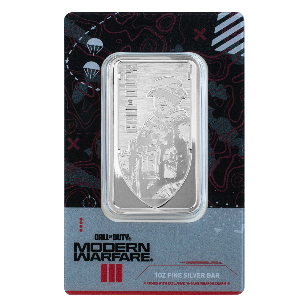 Pamp Call of Duty®: Modern Warfare® III 1oz silver bar with pendant frame & bonus in-game weapon charm