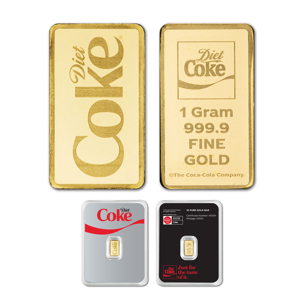Diet Coke Coca Cola 1g Gold Bar