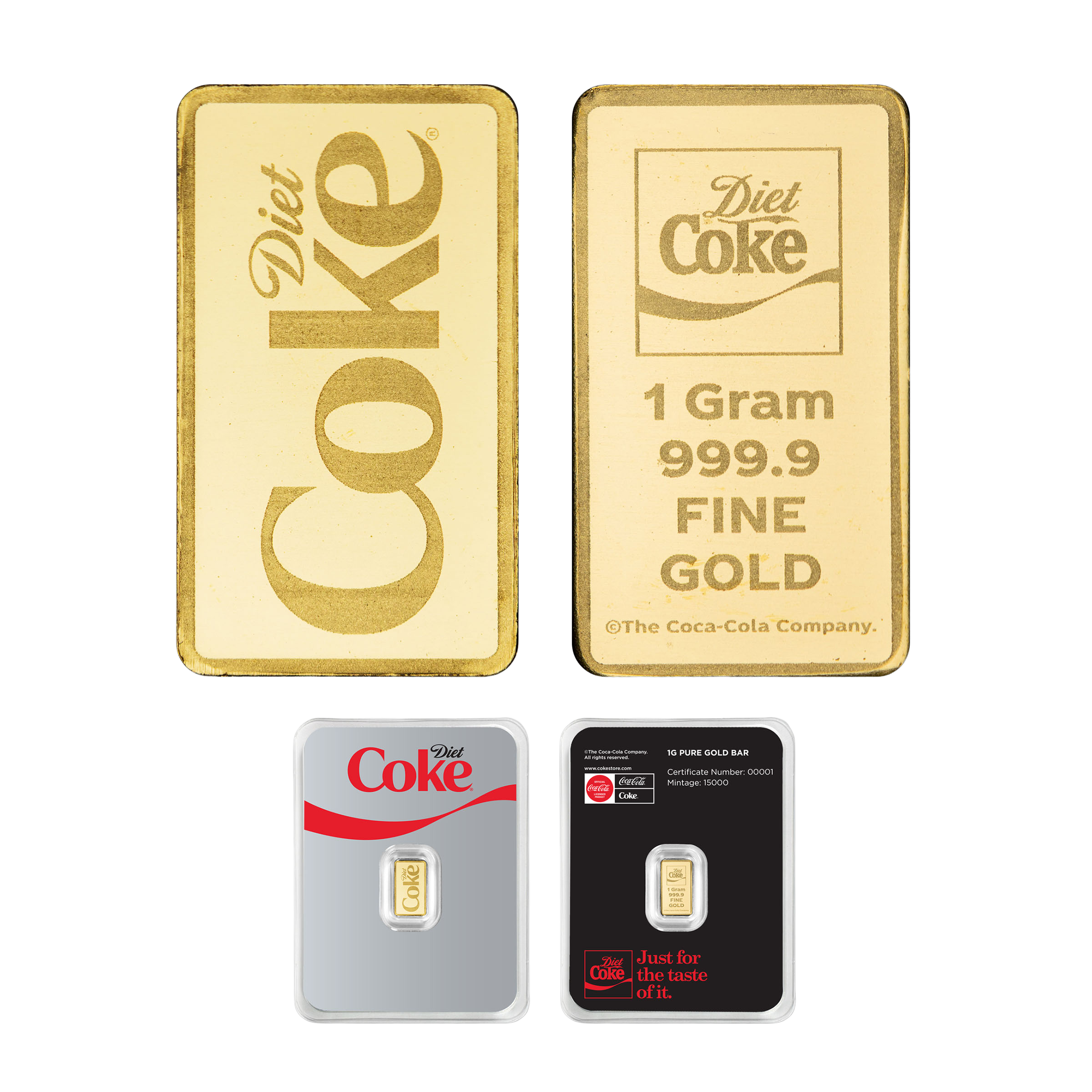 Diet Coke Coca Cola 1g Gold Bar