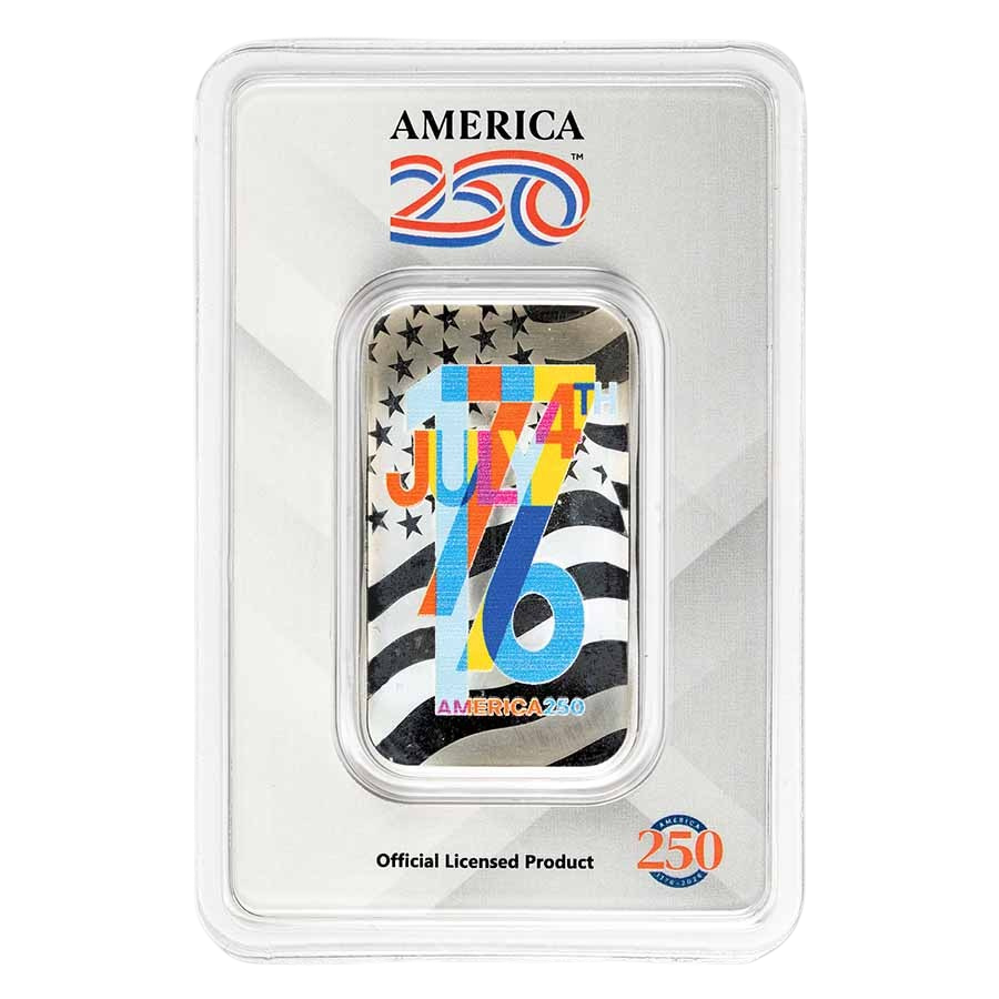 America250™ Colorized 1 oz Silver Bar in TEP
