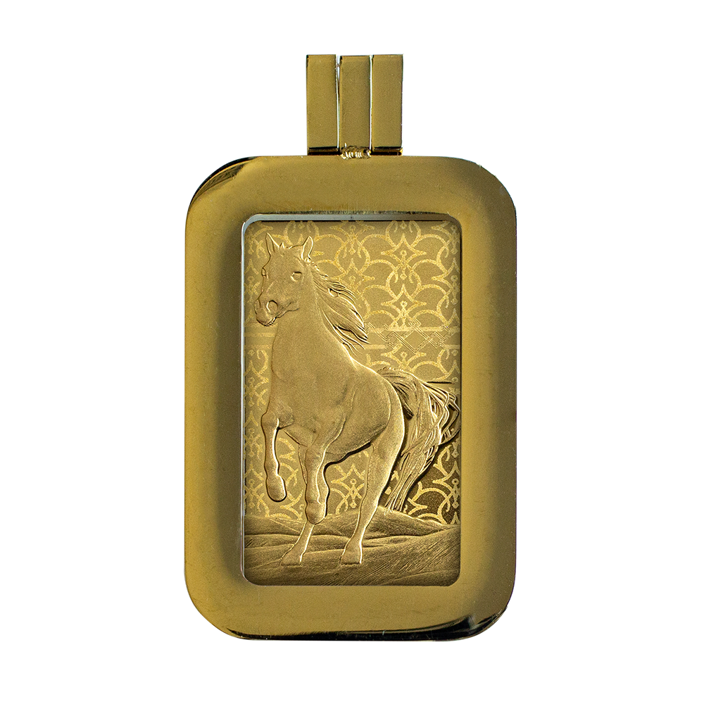 Pamp Arabian Horse 5g Pure Gold Bar with Pendant Frame