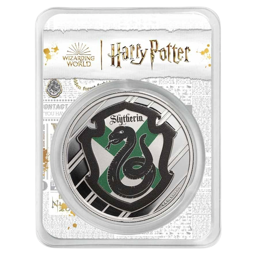 Harry Potter Slytherin Colorized 1 oz Silver Round in TEP – product view