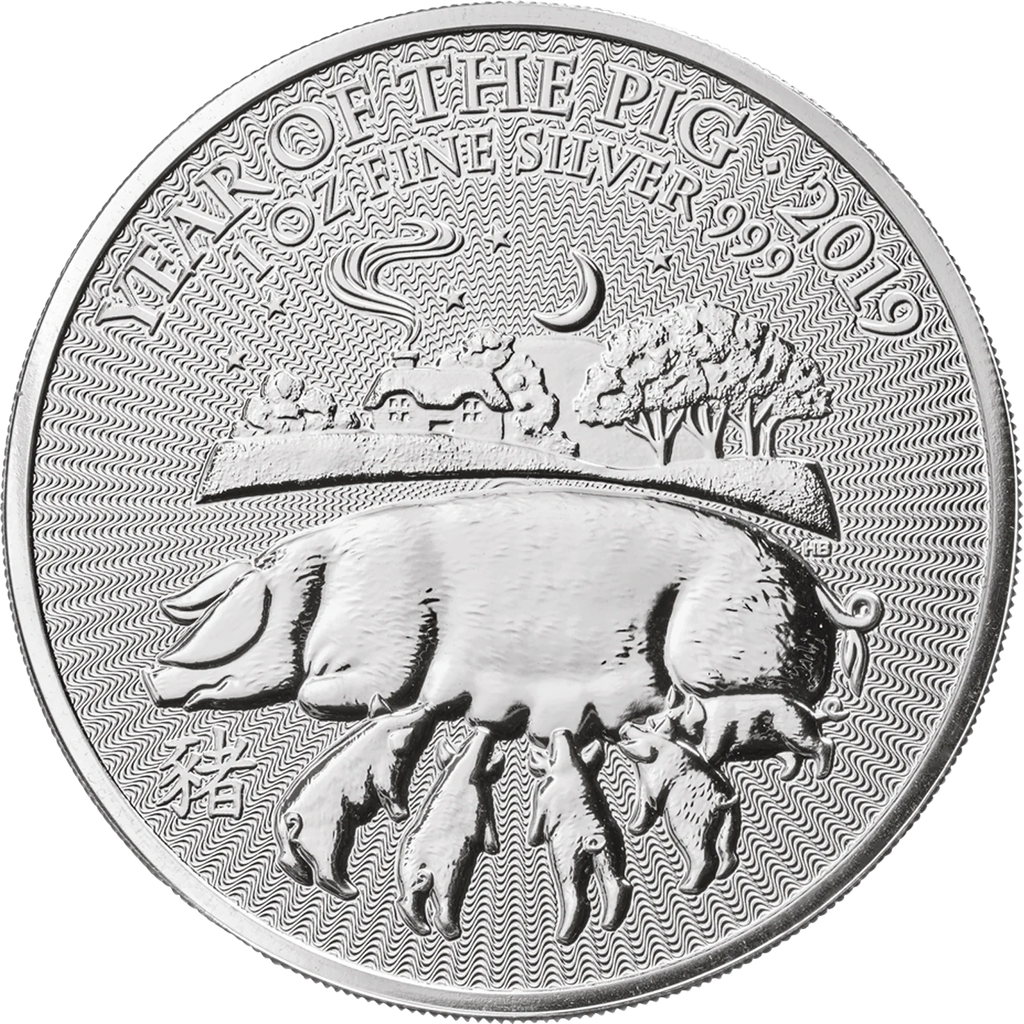 2019 UK Lunar Year of the Pig 1 oz Silver Coin Pre-Owned