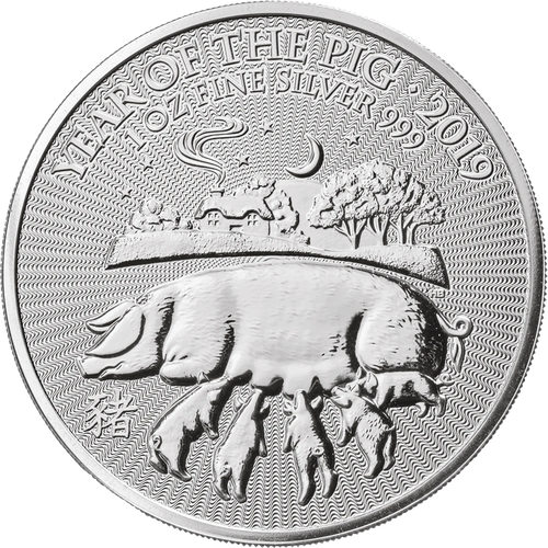 2019 UK Lunar Year of the Pig 1 oz Silver Coin Pre-Owned – product view