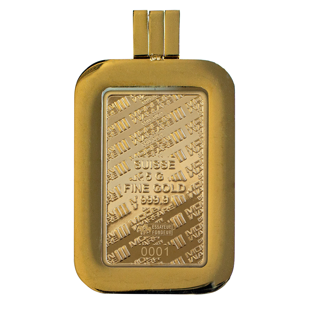 Call of Duty®: Modern Warfare® III 5g gold bar with pendant frame & bonus in-game weapon charm – additional view