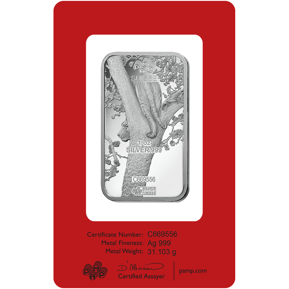 2022 Pamp Lunar Year of the Tiger Silver Minted Bar - 1oz