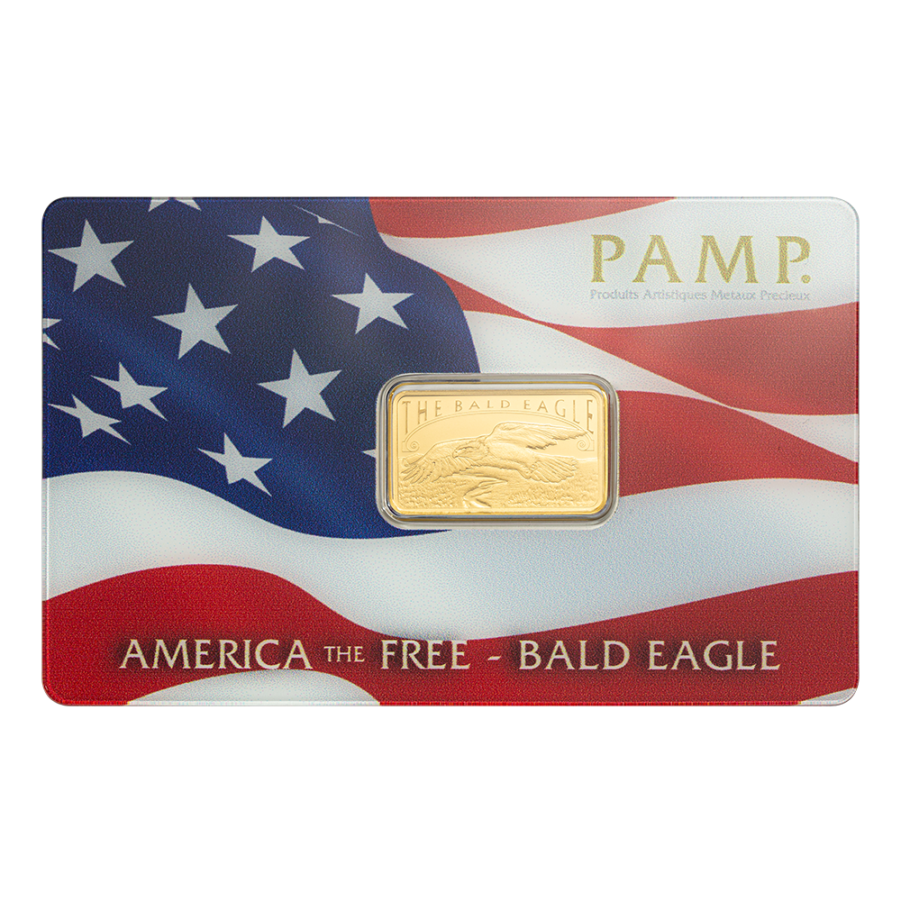 Pamp 5g Gold Bar America the Free Bald Eagle