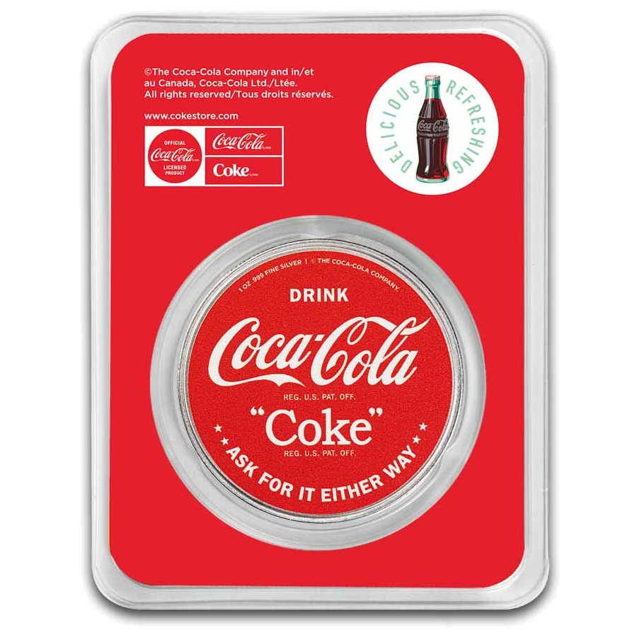 Coca-Cola® Colorized Bathing Beauties: Blonde 1 oz Silver Round in TEP