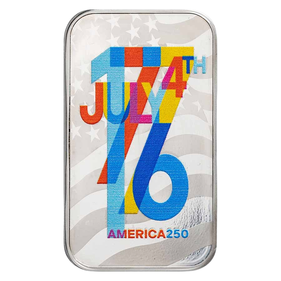 America250™ Colorized 1 oz Silver Bar in TEP