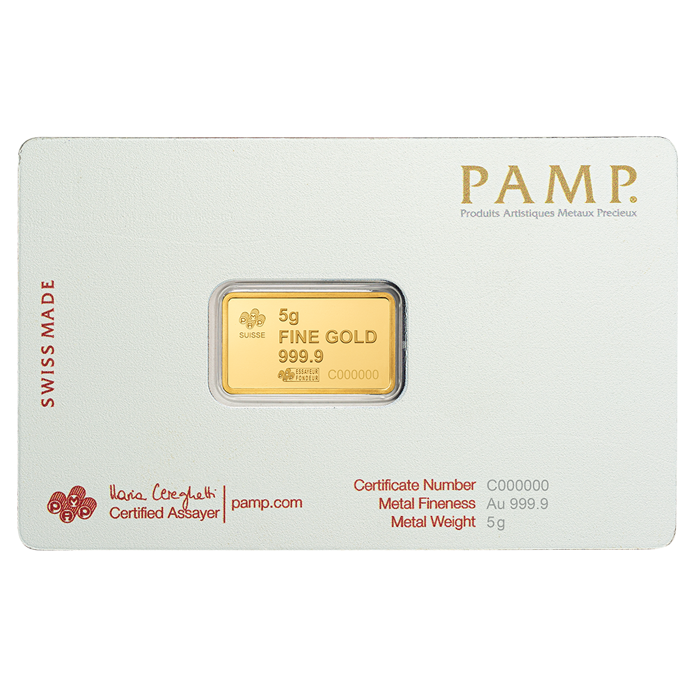 Pamp 5g Pure Gold Bar - America the Free; Liberty Bell