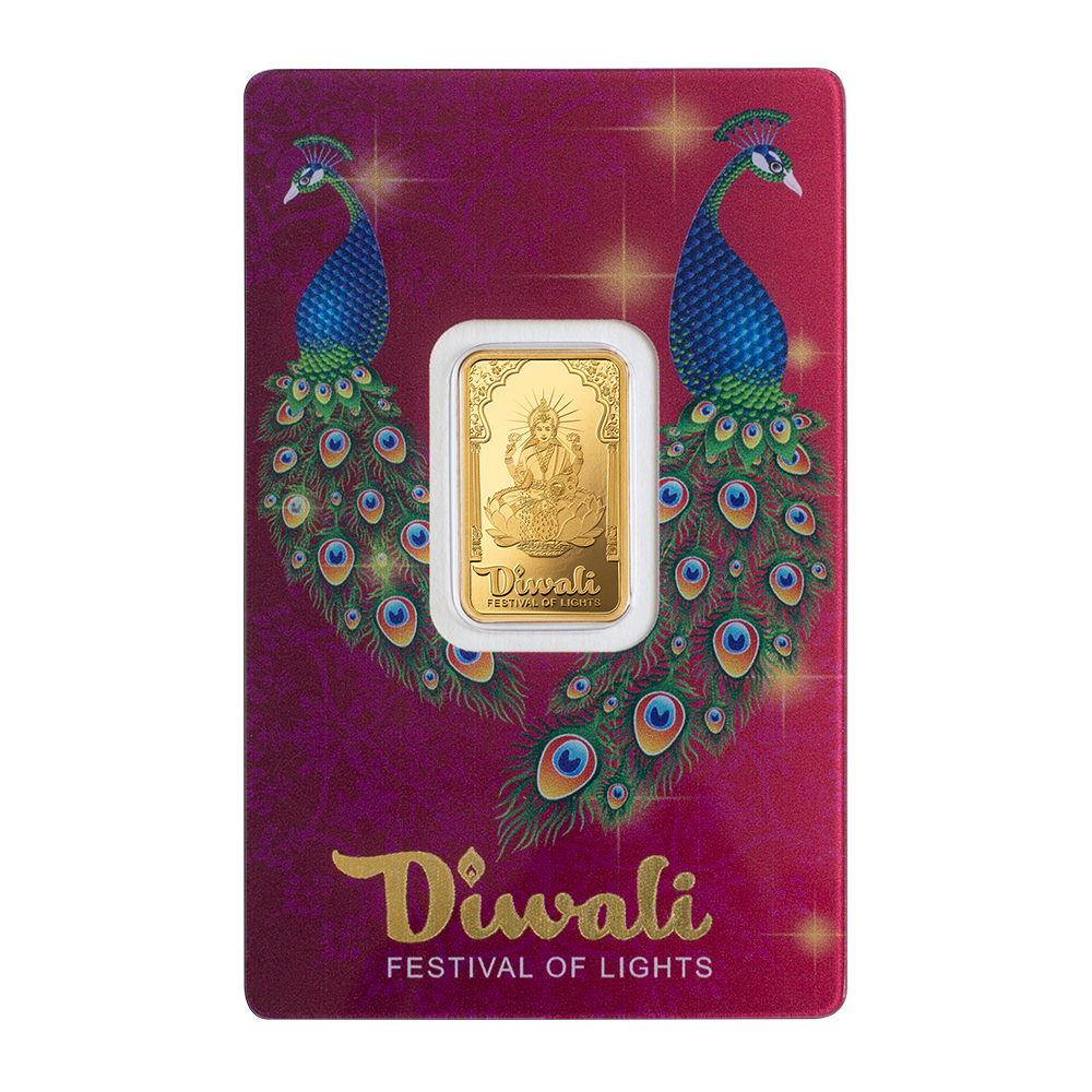 Pamp 2024 Diwali - Lakshmi & Peacocks 5g Pure Gold Bar