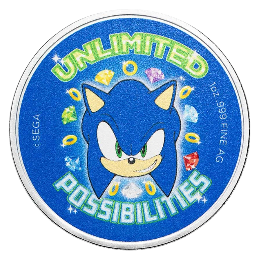 Sonic the Hedgehog 35th Anniversary 1 oz Silver Round in TEP – additional view