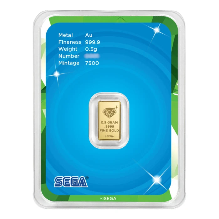 Sonic the Hedgehog 0.5 Gram 35th Anniversary .9999 Gold Minted Bar
