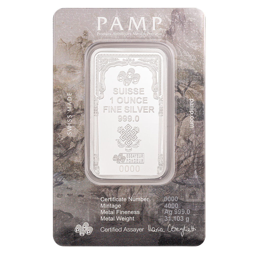 Pamp 1oz Pure Silver Bar - The Buddha