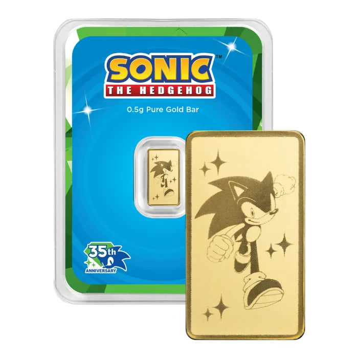 Sonic the Hedgehog 0.5 Gram 35th Anniversary .9999 Gold Minted Bar