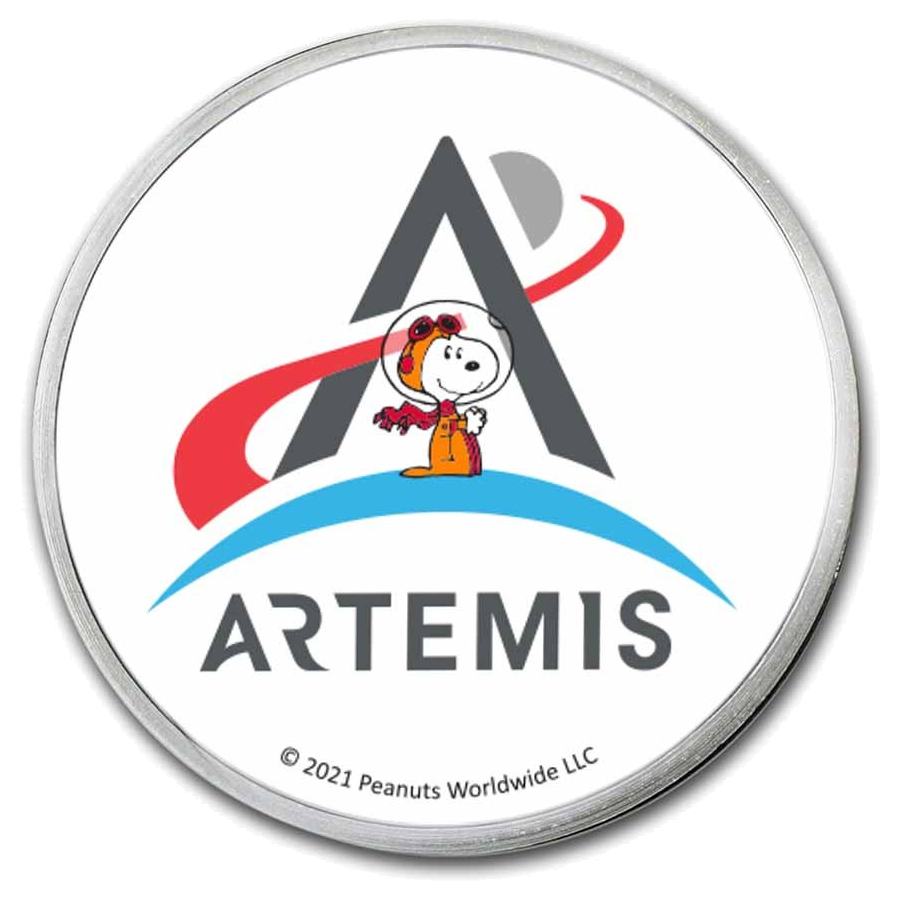 Peanuts® Snoopy in Space – Artemis Missions 1 oz Colorized Silver Round in TEP