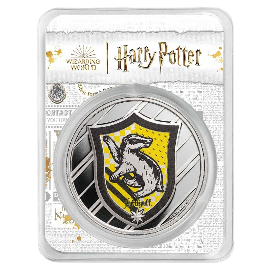 Harry Potter Hufflepuff Colorized 1 oz Silver Round in TEP – product view