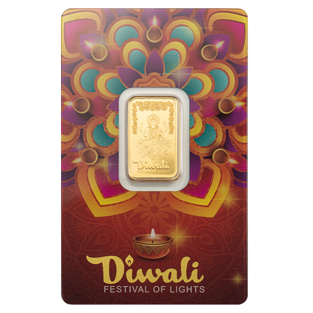 5g Pure Gold Bar - Diwali Lakshmi & Rangoli art