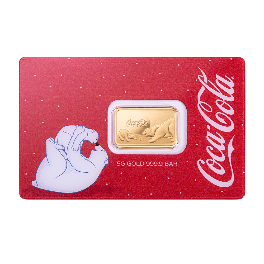Pamp Coca Cola Holiday Polar Bears 5g Gold Bar