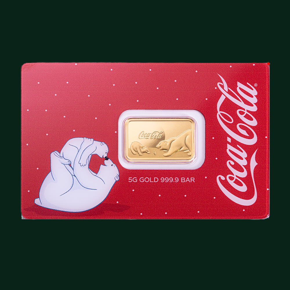 Pamp Coca Cola Holiday Polar Bears 5g Gold Bar