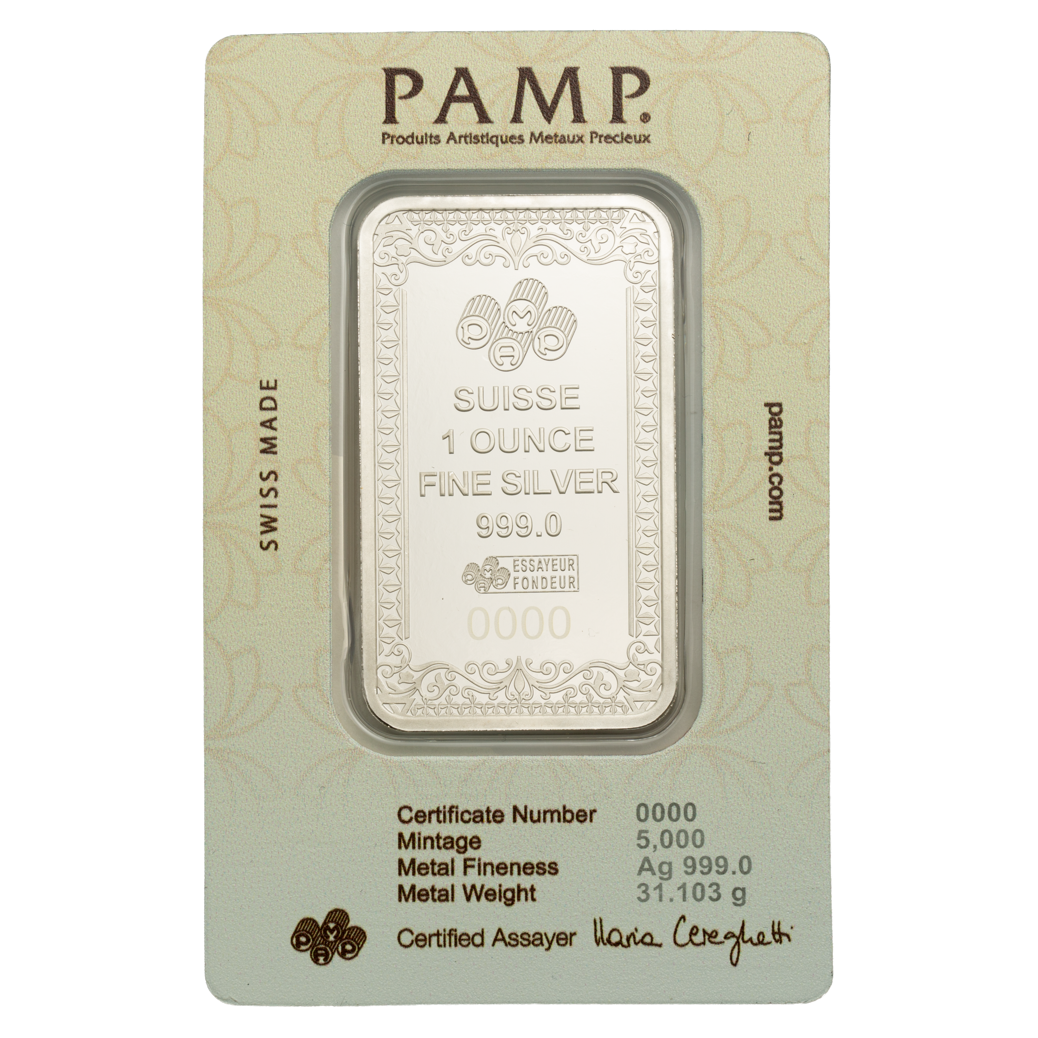 Pamp 1oz Silver Bar Moses & Batya